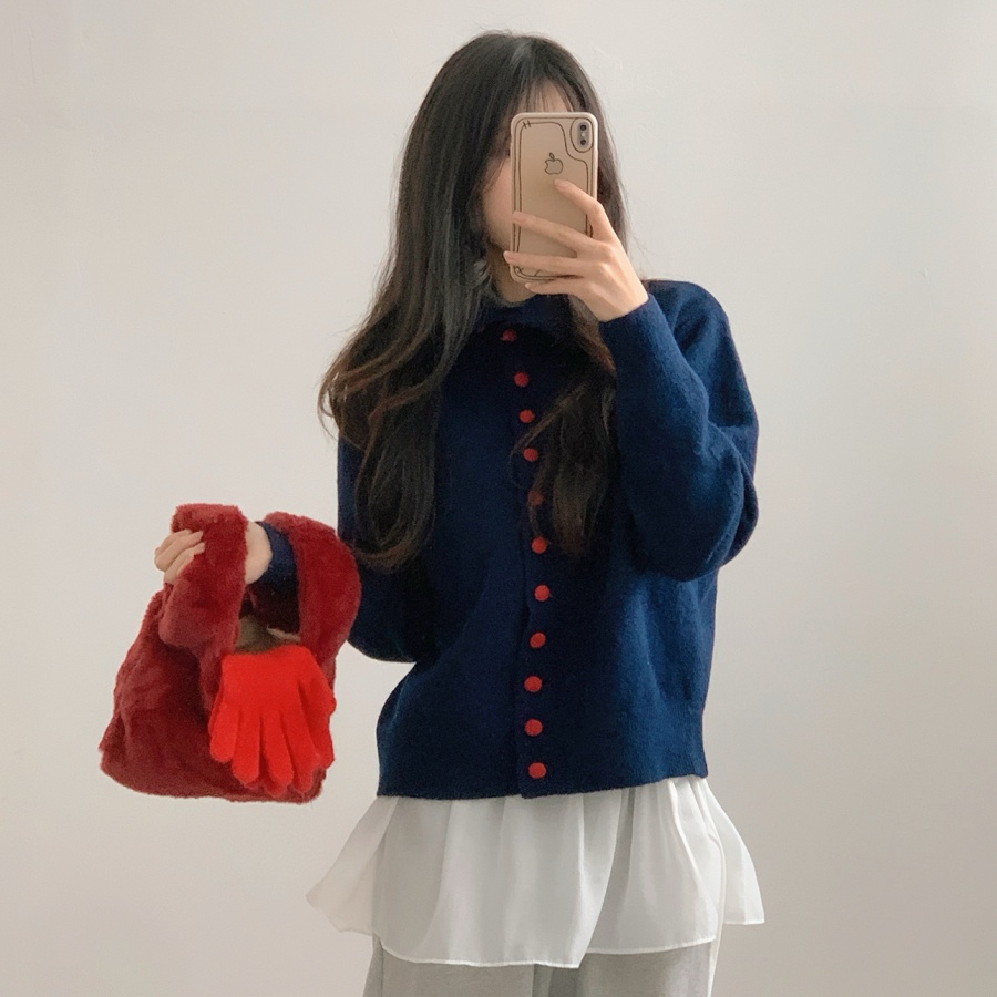 [색감깡패/고퀄]포엠  빨간 콩단추 니트 하이넥 가디건3color -메종스튜디오 상세 이미지 20