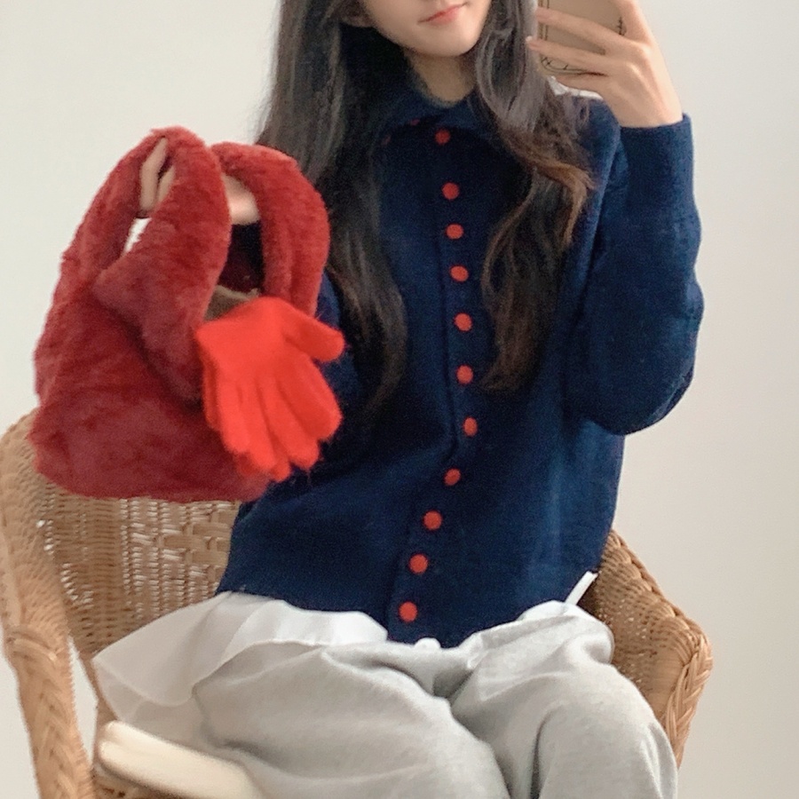 [색감깡패/고퀄]포엠  빨간 콩단추 니트 하이넥 가디건3color -메종스튜디오 상세 이미지 21