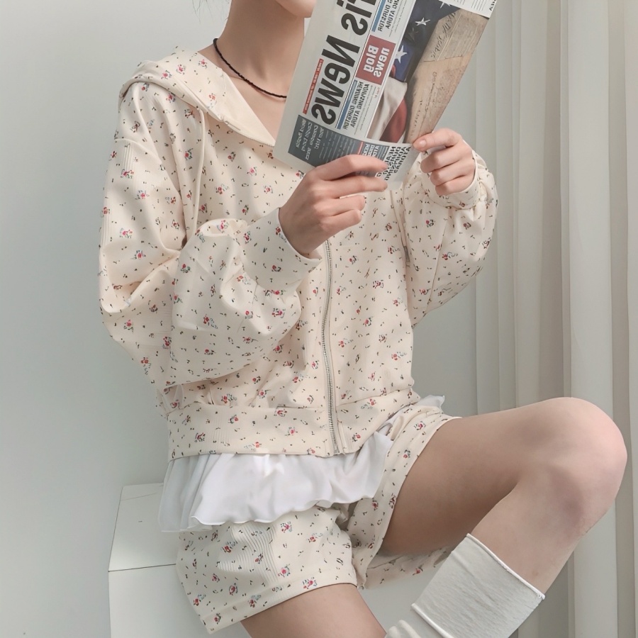 벚꽃세일3일간🌸플라워후드집업세트 set 플라워 후드 집업 아우터 숏팬츠 투피스 세트 트레이닝2color -메종스튜디오 트레이닝세트 투피스 플라워후드집업 상세 이미지 9