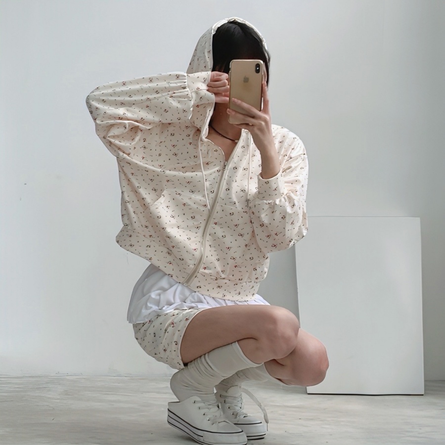 벚꽃세일3일간🌸플라워후드집업세트 set 플라워 후드 집업 아우터 숏팬츠 투피스 세트 트레이닝2color -메종스튜디오 트레이닝세트 투피스 플라워후드집업 상세 이미지 15