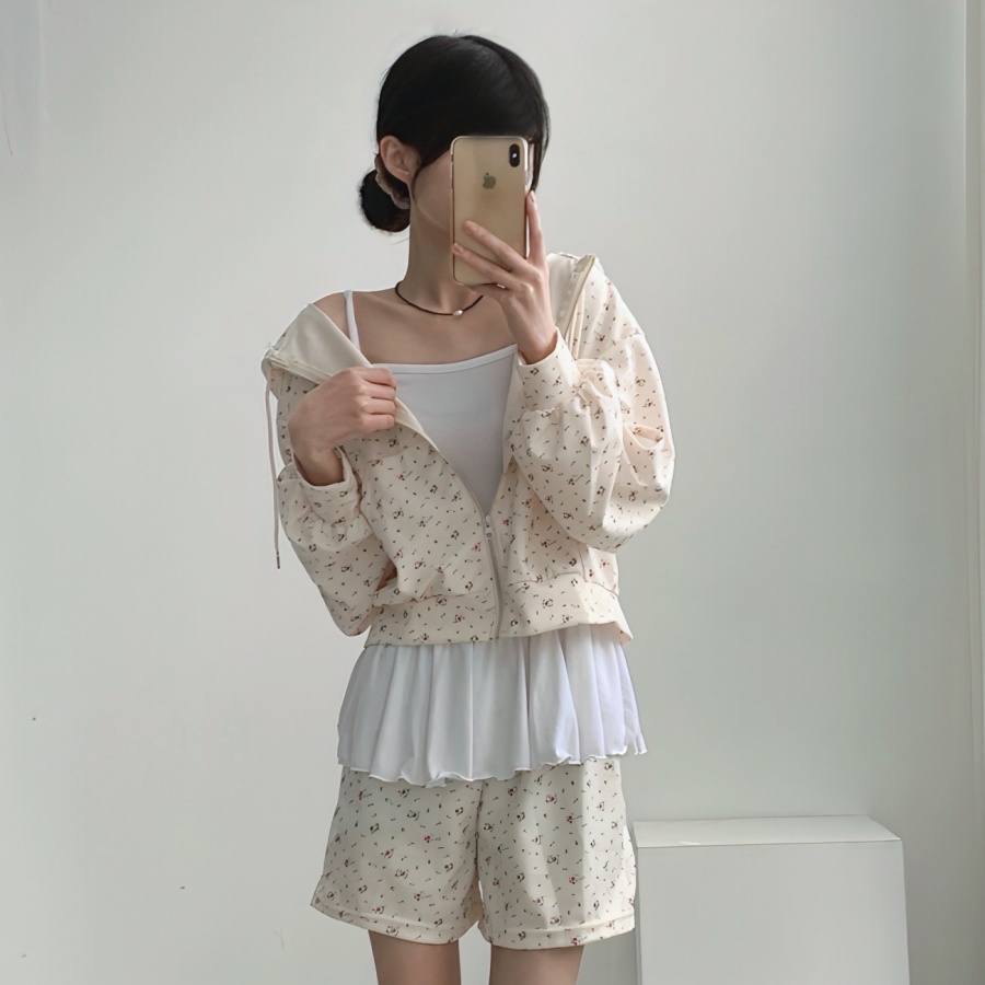 벚꽃세일3일간🌸플라워후드집업세트 set 플라워 후드 집업 아우터 숏팬츠 투피스 세트 트레이닝2color -메종스튜디오 트레이닝세트 투피스 플라워후드집업 상세 이미지 17