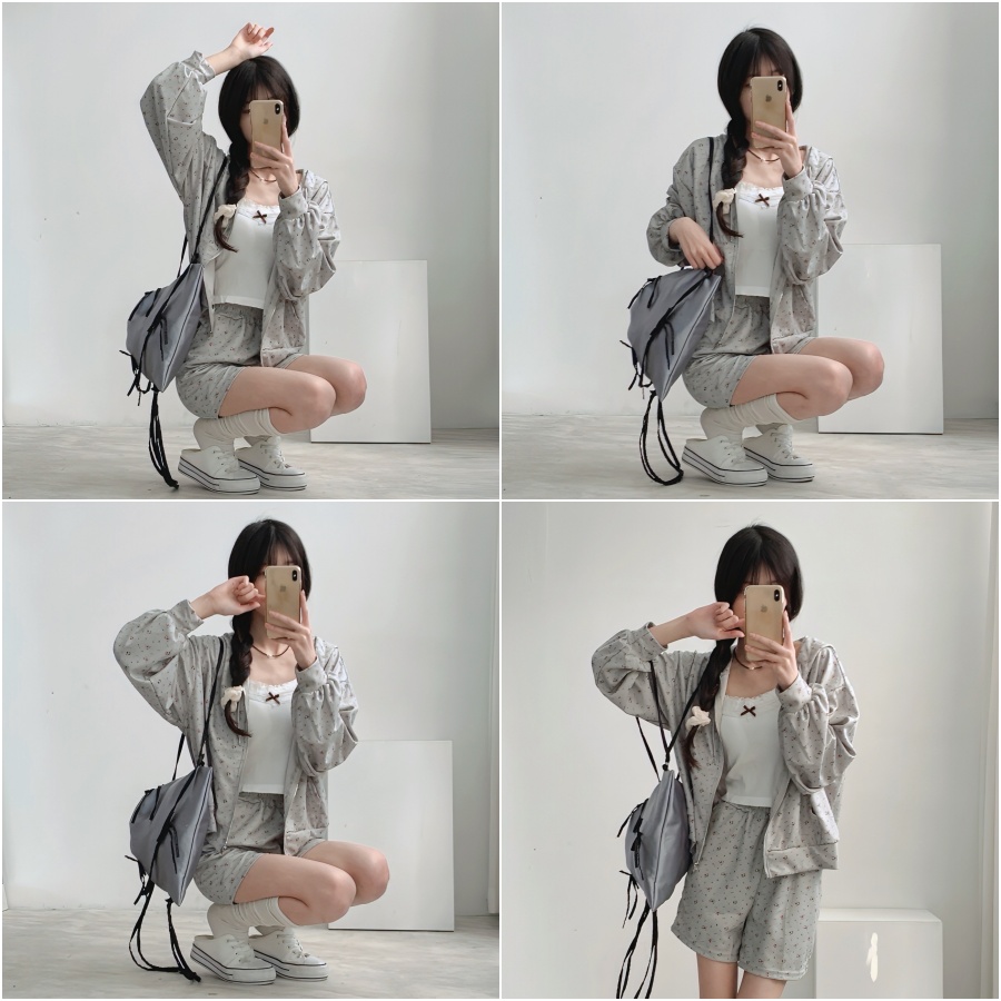 벚꽃세일3일간🌸플라워후드집업세트 set 플라워 후드 집업 아우터 숏팬츠 투피스 세트 트레이닝2color -메종스튜디오 트레이닝세트 투피스 플라워후드집업 상세 이미지 21