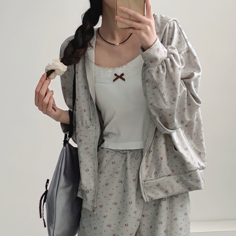 벚꽃세일3일간🌸플라워후드집업세트 set 플라워 후드 집업 아우터 숏팬츠 투피스 세트 트레이닝2color -메종스튜디오 트레이닝세트 투피스 플라워후드집업 상세 이미지 23