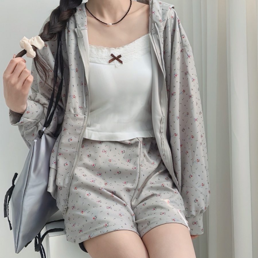 벚꽃세일3일간🌸플라워후드집업세트 set 플라워 후드 집업 아우터 숏팬츠 투피스 세트 트레이닝2color -메종스튜디오 트레이닝세트 투피스 플라워후드집업 상세 이미지 26